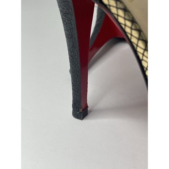 Christian Louboutin Black Leather and Suede Divinoche Peep Toe Pumps Size 39 - Picture 7 of 11